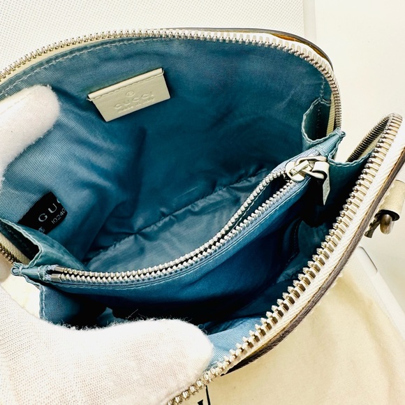 EUC GUCCI x Sega White/Gold Leather GUCCY Mini Crossbody Bag - Picture 13 of 17